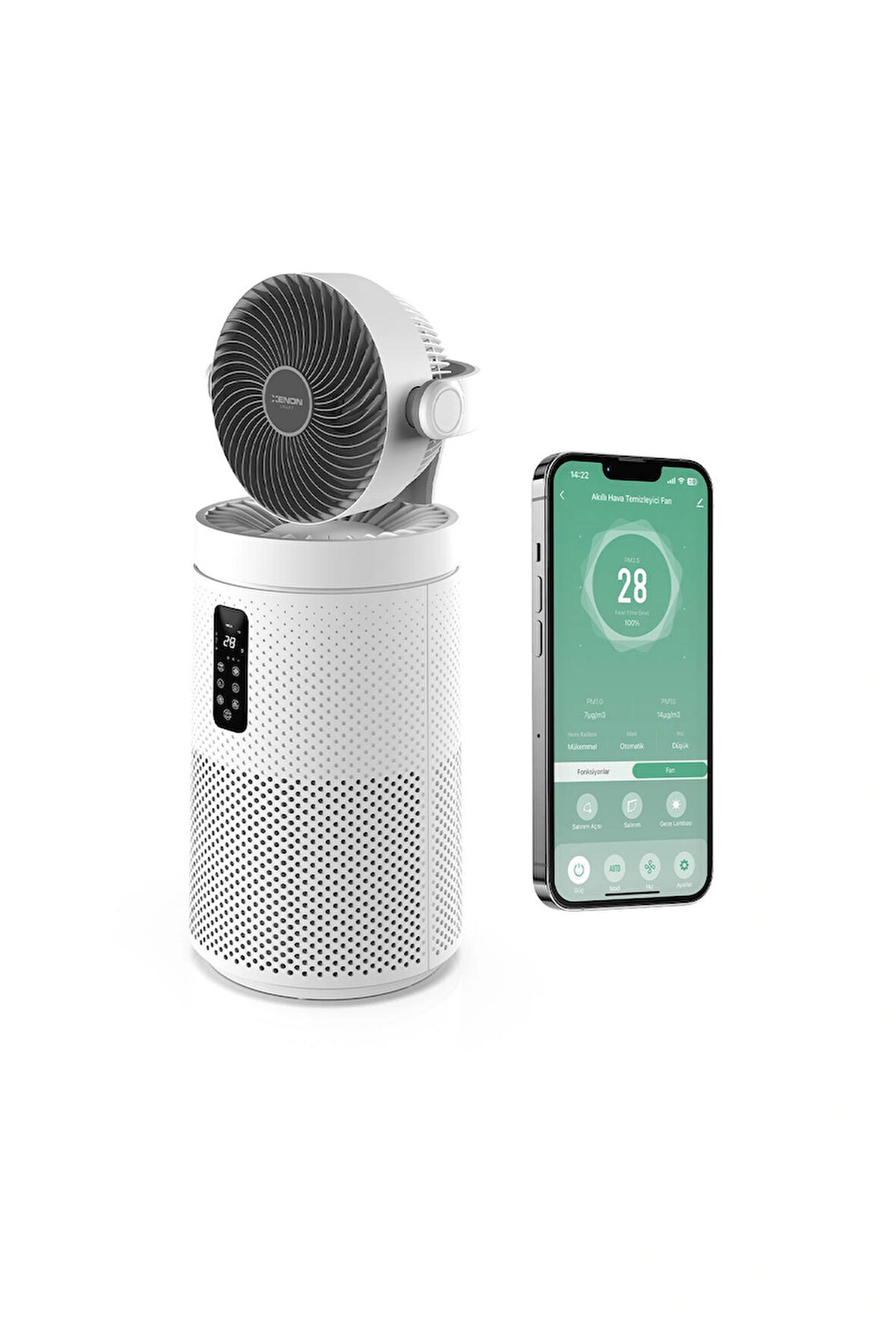 Xenon Smart Akıllı Fanlı Hava Temizleyici, Wi-Fi, Aromaterapi Özellikli Air Purifier, CADR 390m³/s, 3 Katmanlı HEPA13 Filtreli, X7422