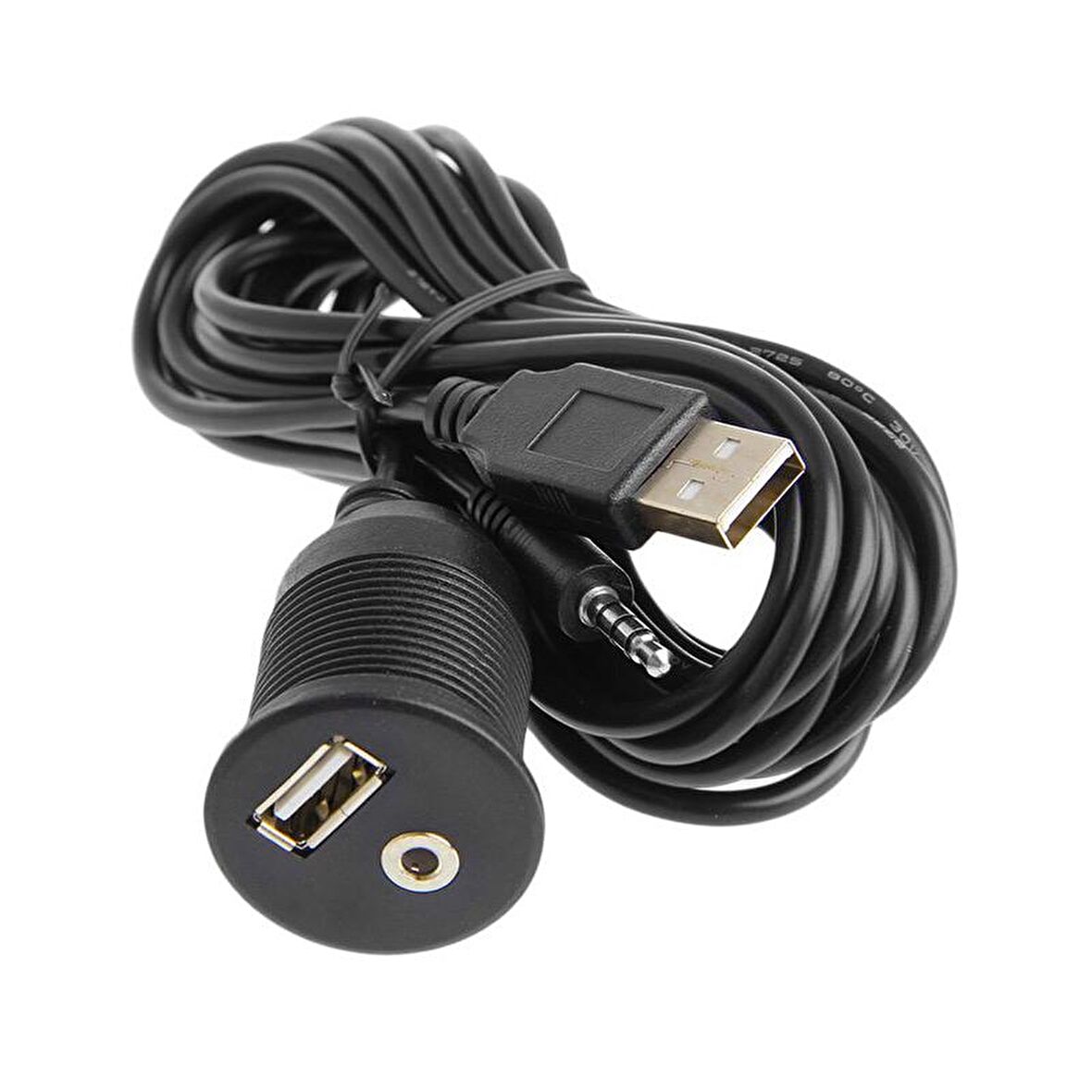 aux + usb 2.0 montajlanabilir vidalı dişi erkek uzatma kablosu 2m