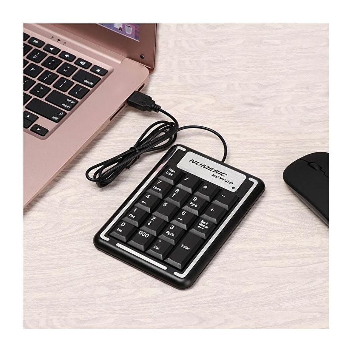 USB 2.0 kablolu numerik keypad usb sayısal tuş takımı 19 tuş