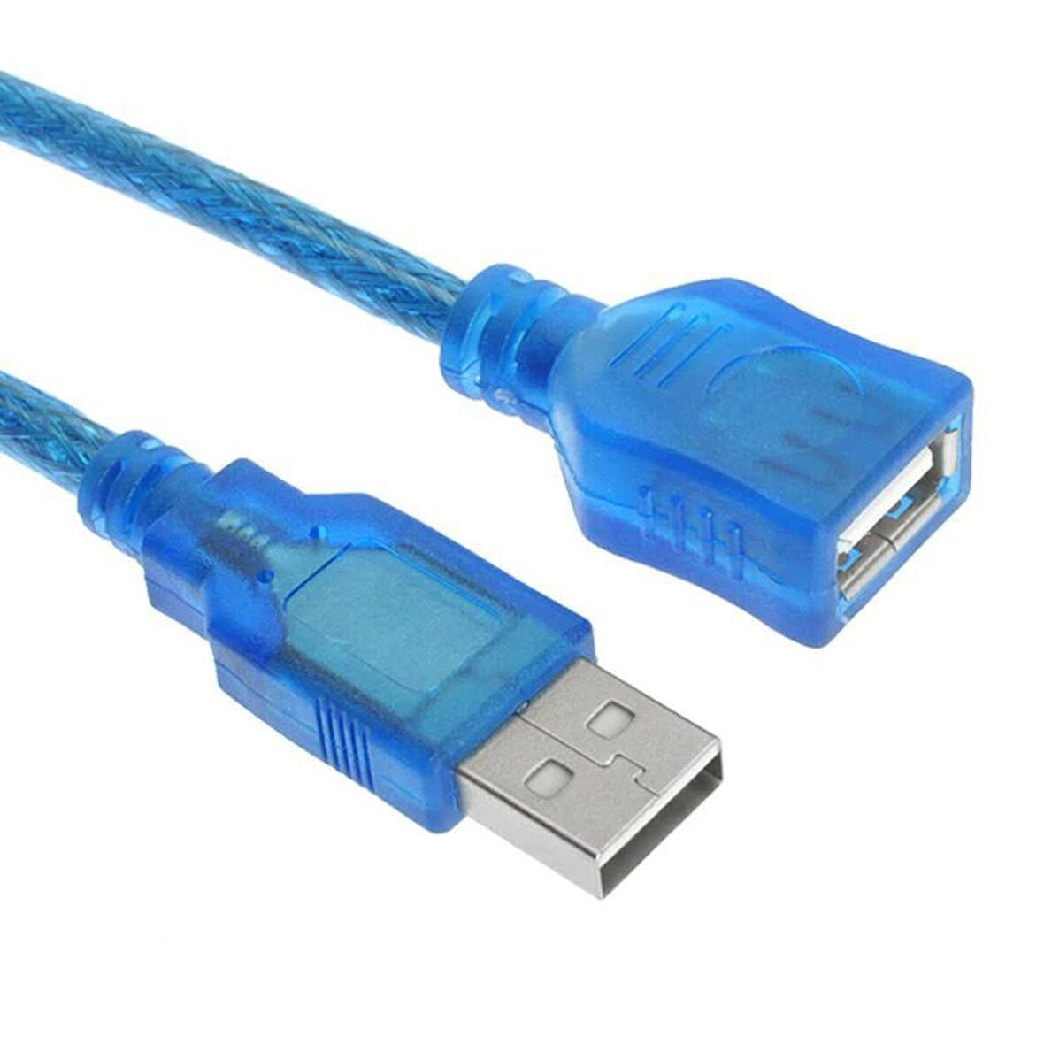 usb 2.0 dişi erkek uzatma kablosu 5m mavi şeffaf usb uzatma 