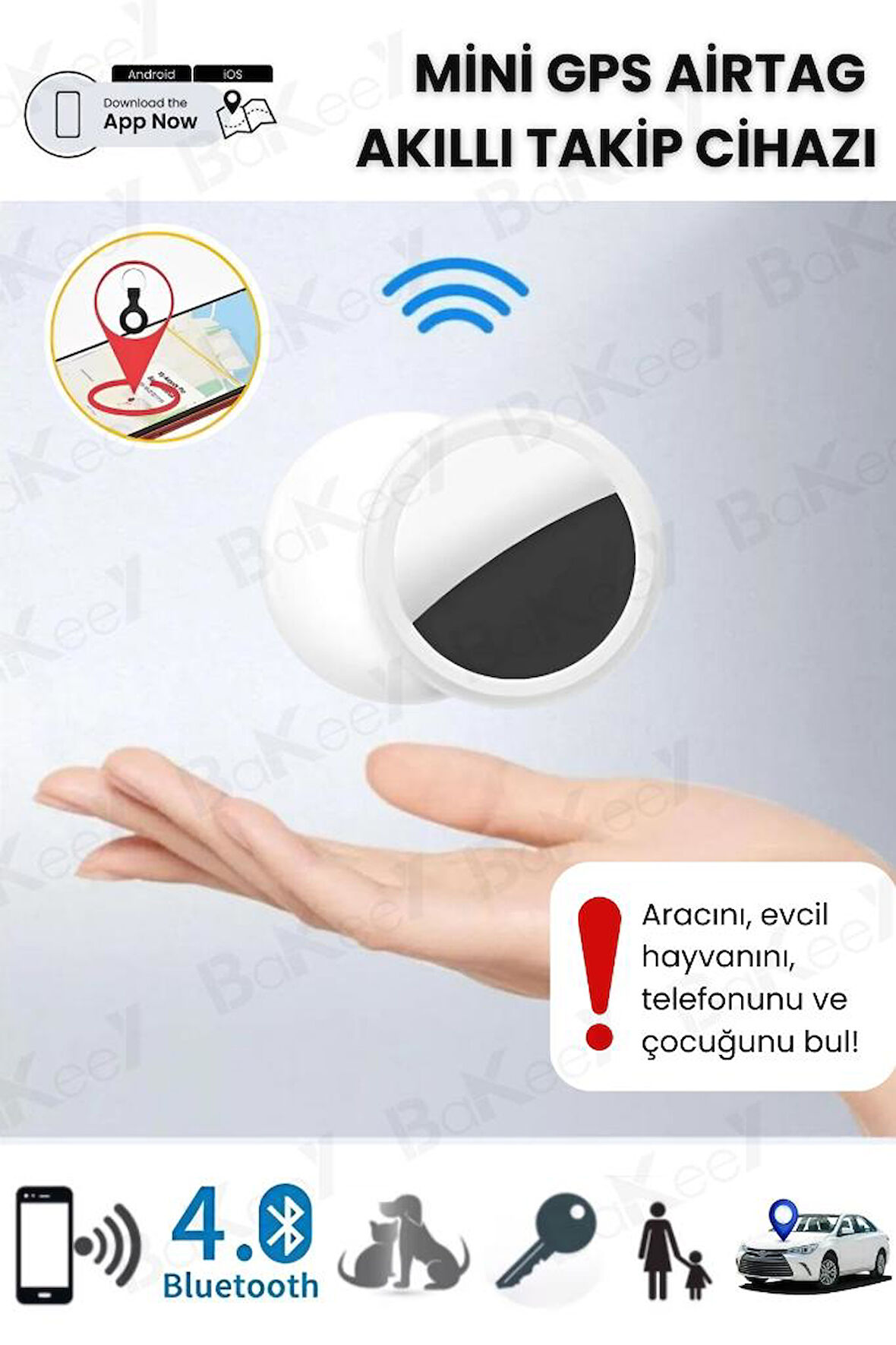 Air-Tag Akıllı Gps Takip Cihazı Android Ios Uyumlu Tag Takip Cihazı