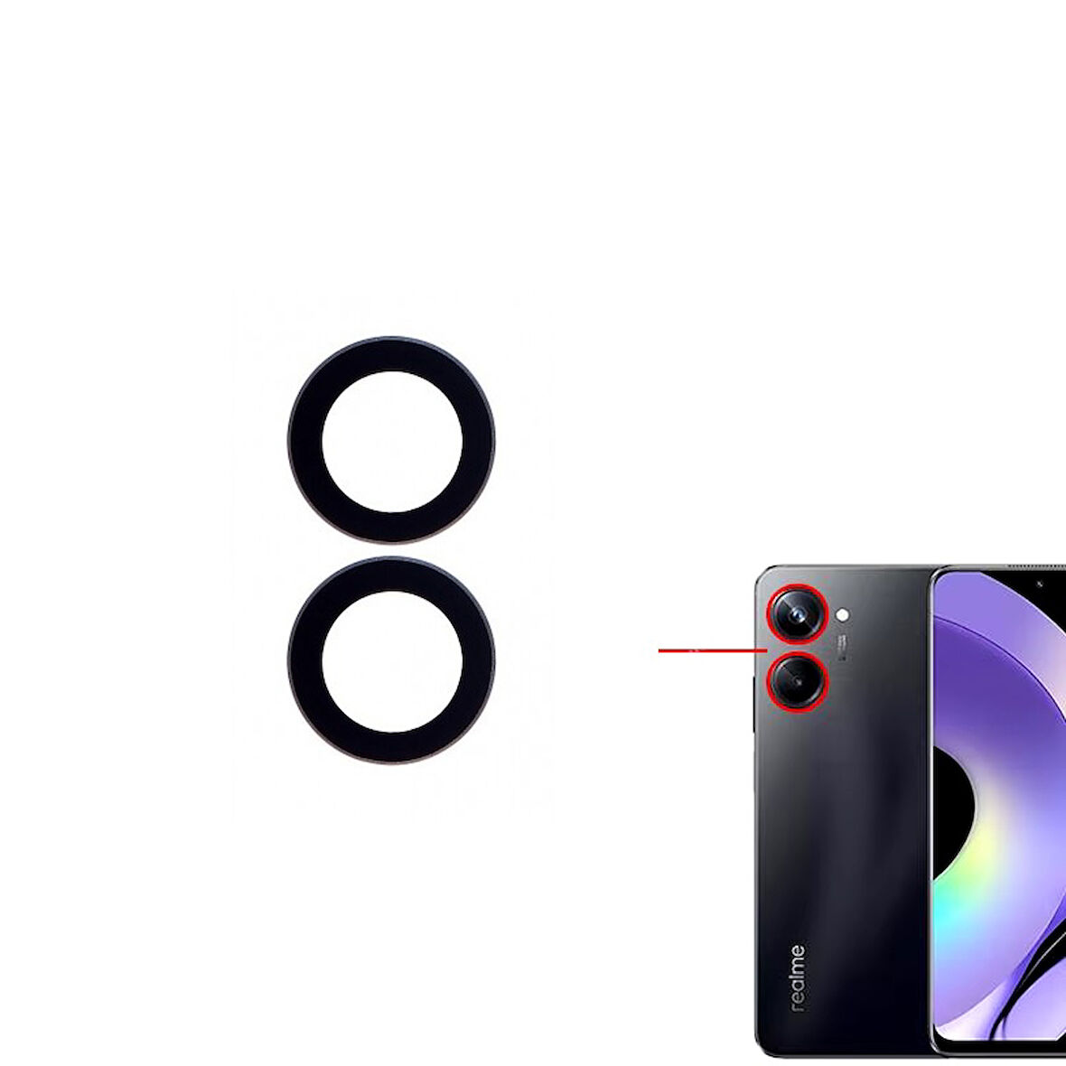 Realme 10 Pro 4G Uyumlu Kamera Lensi Cam RMX3663, RMX3660, RMX3661