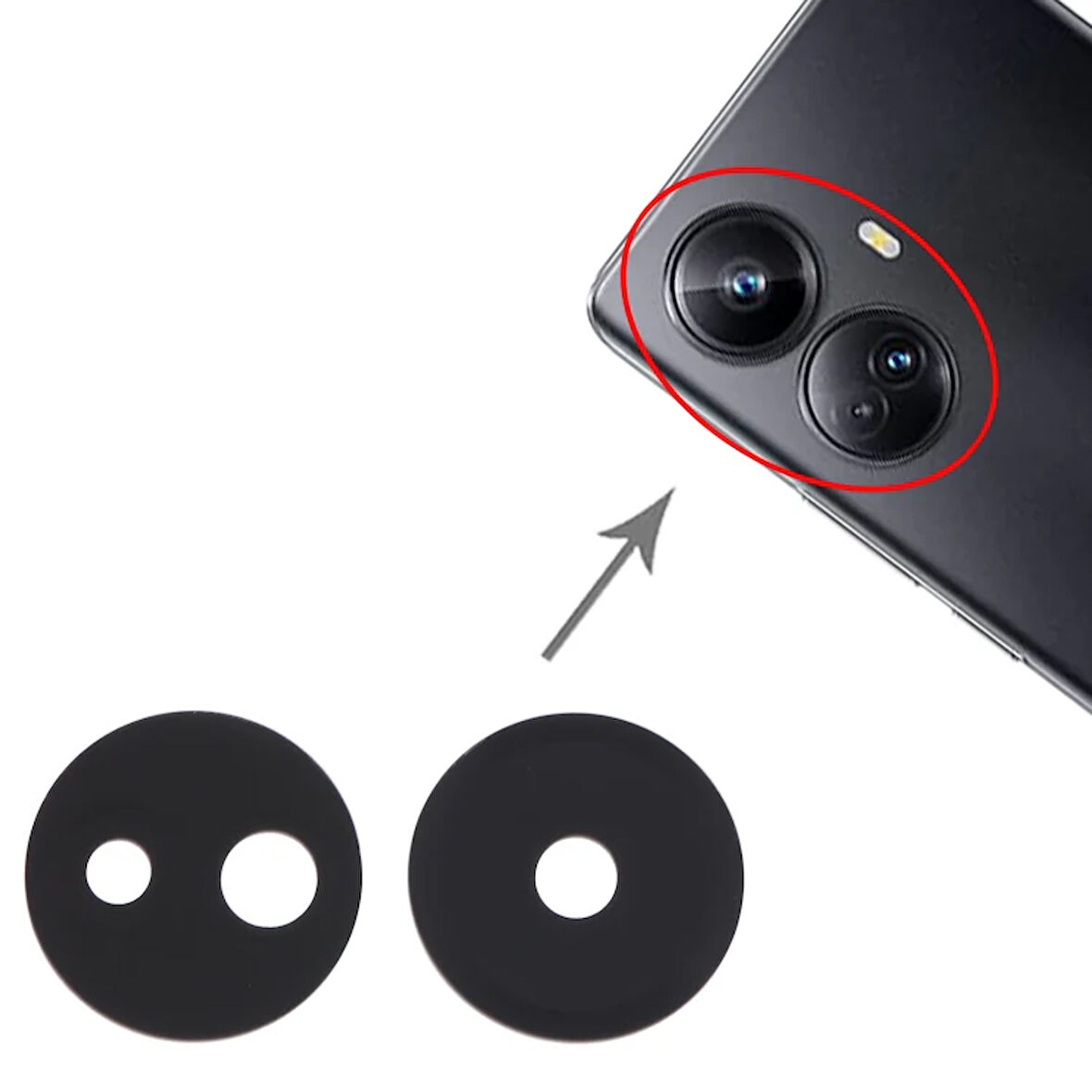 Realme 10 Pro+ Plus Uyumlu Kamera Lensi Cam RMX3687, RMX3686