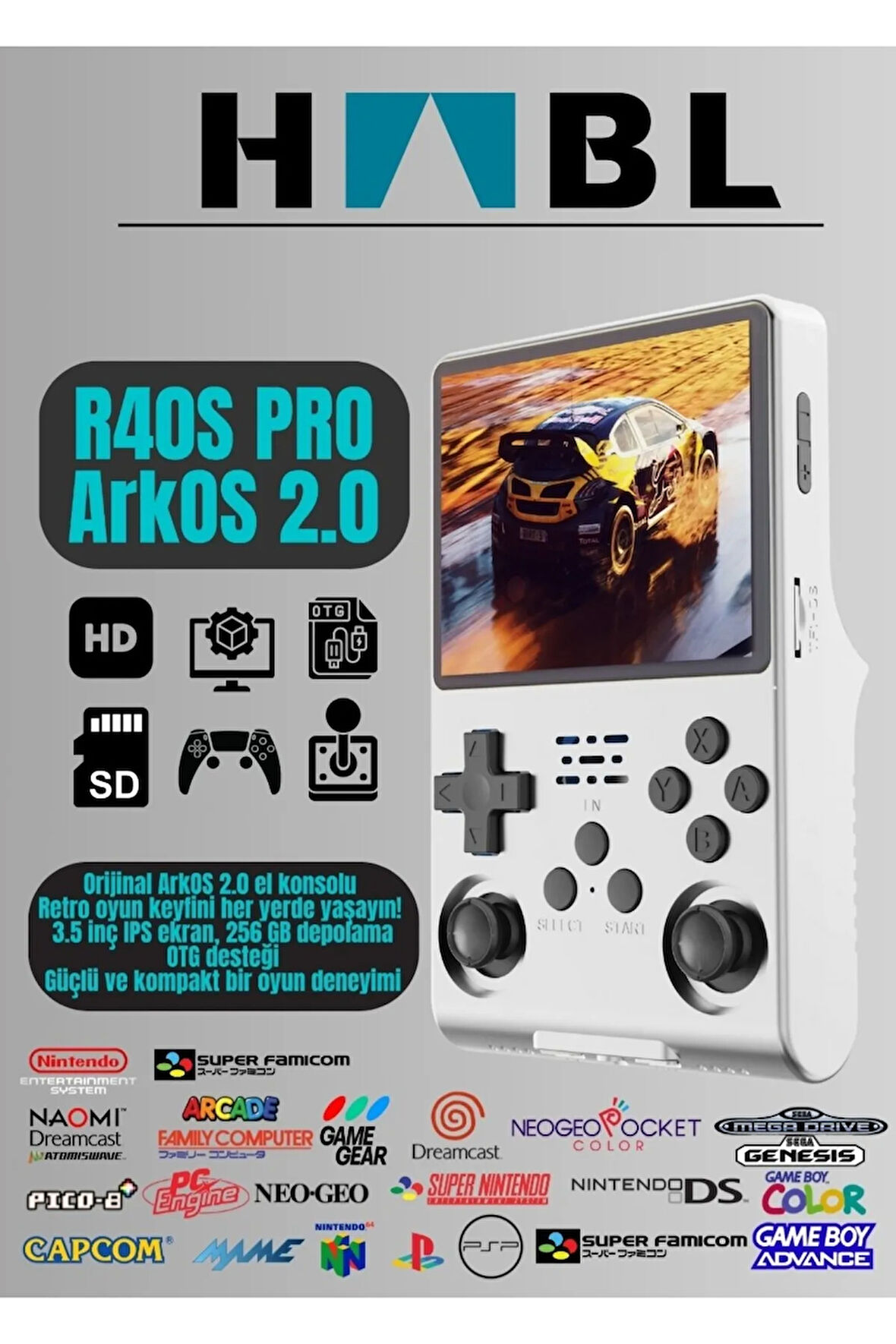 Retro Arcade R40s Pro Arkos 2.0 30.000 Oyunlu El Konsolu 256 Gb