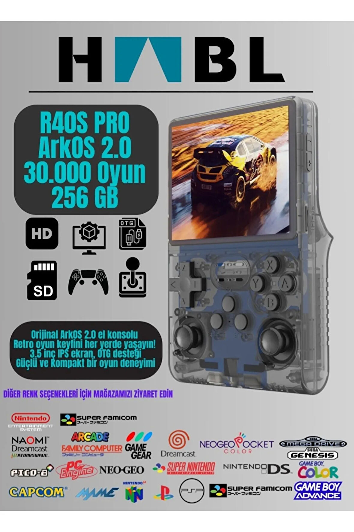 Retro Arcade R40s Pro Arkos 2.0 30.000 Oyunlu El Konsolu 256 Gb