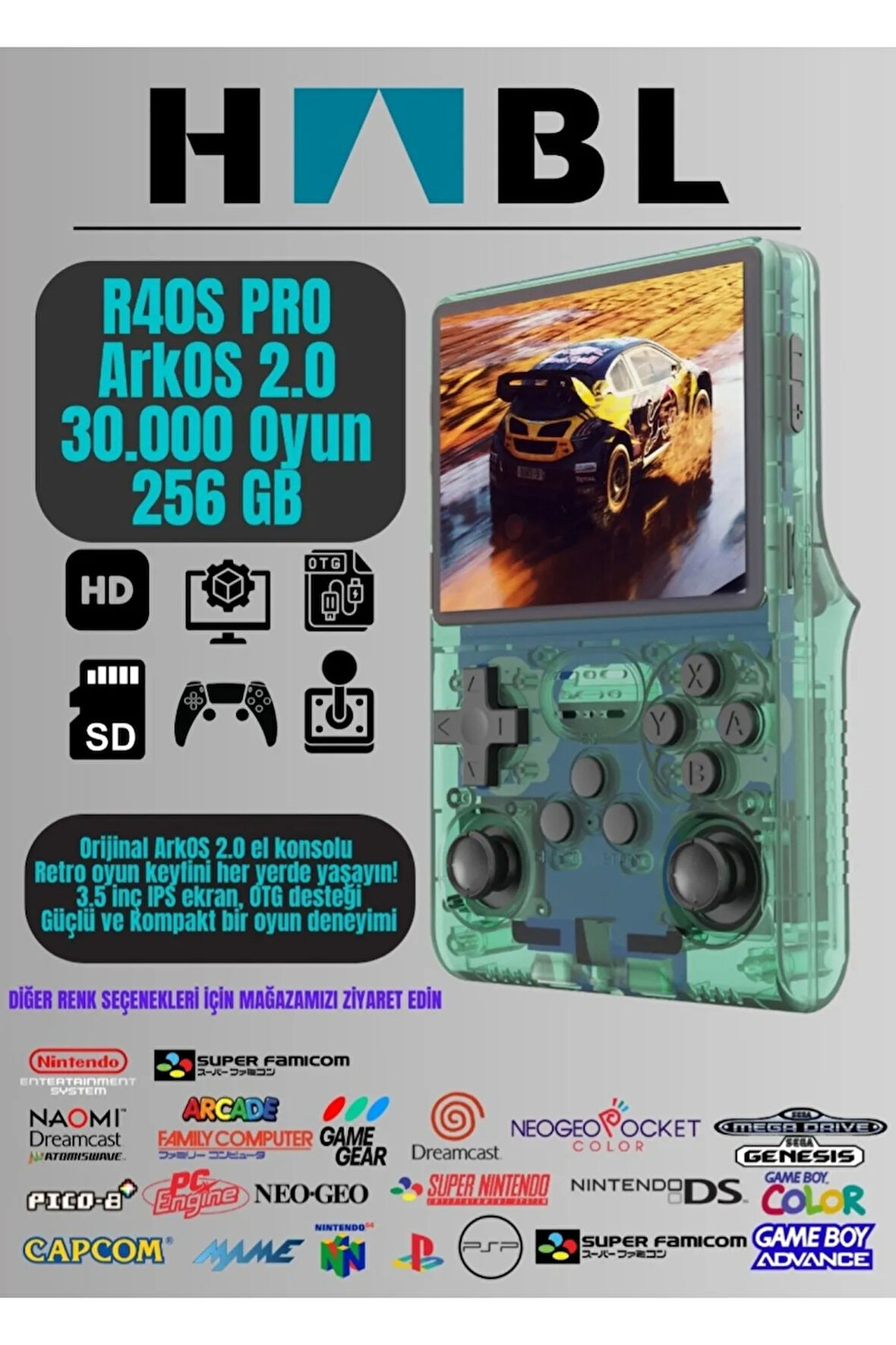 Retro Arcade R40s Pro Arkos 2.0 30.000 Oyunlu El Konsolu 256 Gb