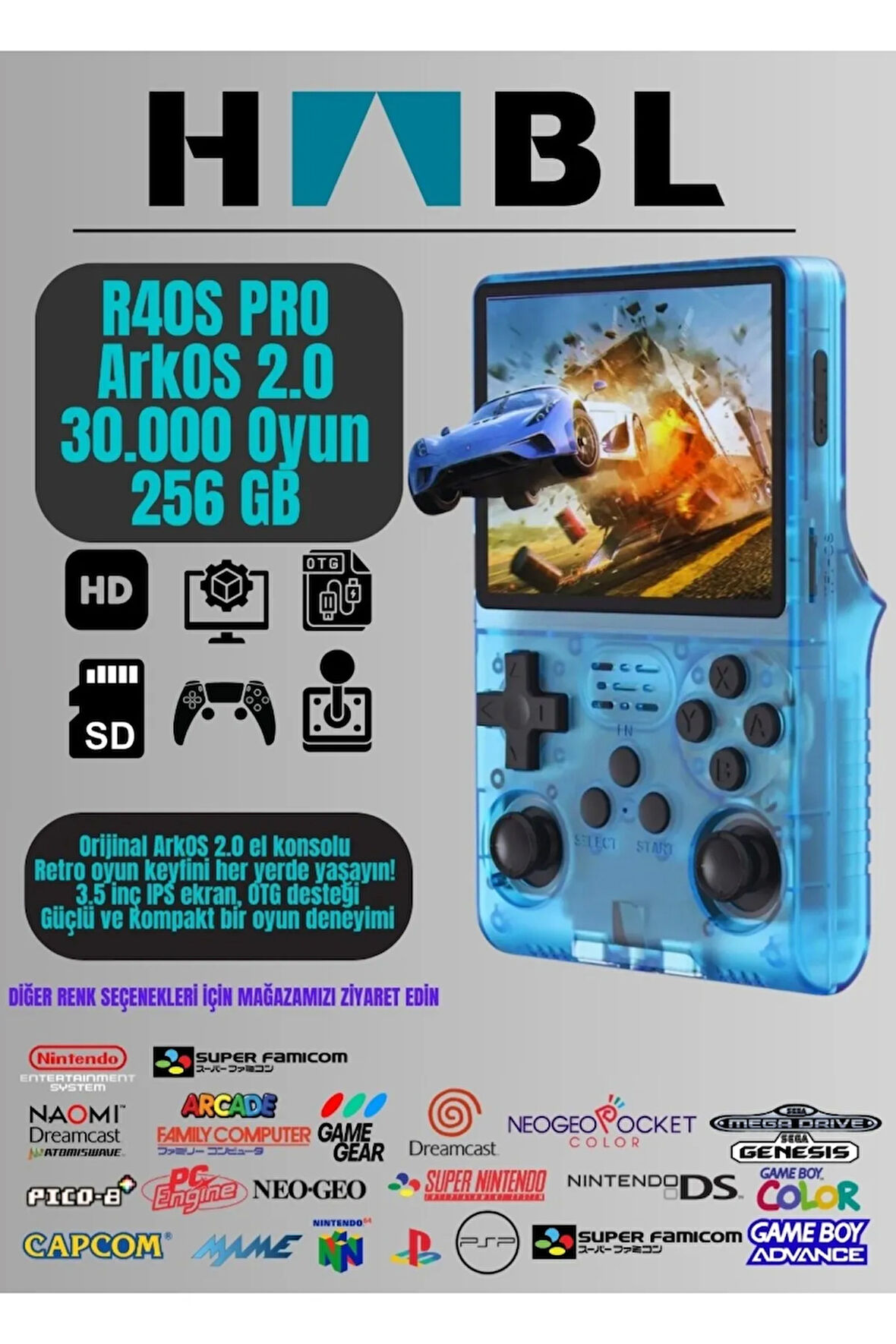 Retro Arcade R40s Pro Arkos 2.0 30.000 Oyunlu El Konsolu 256 Gb