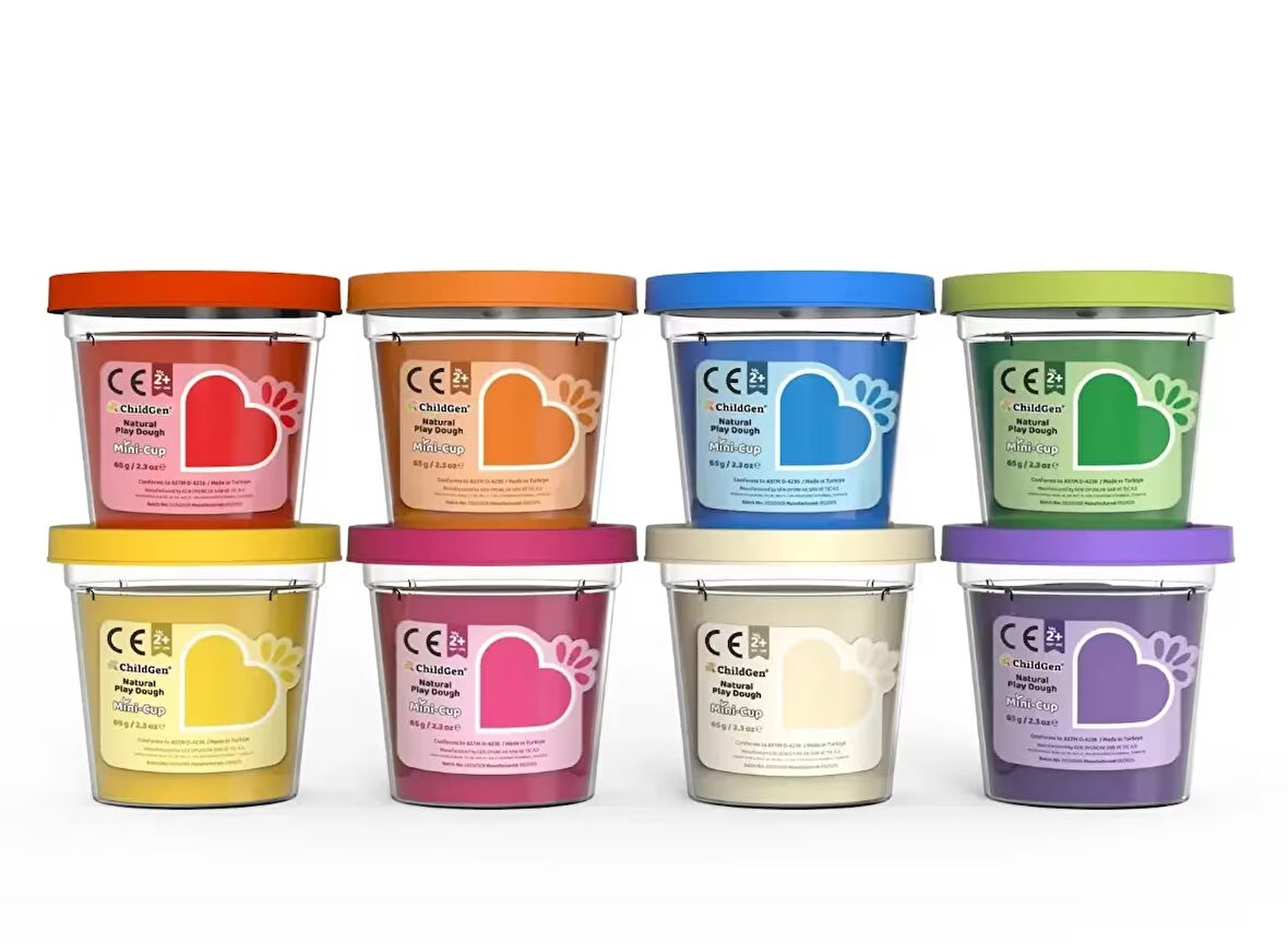 Childgen Doğal Oyun Hamuru - Mini-Cup- 8 li Set