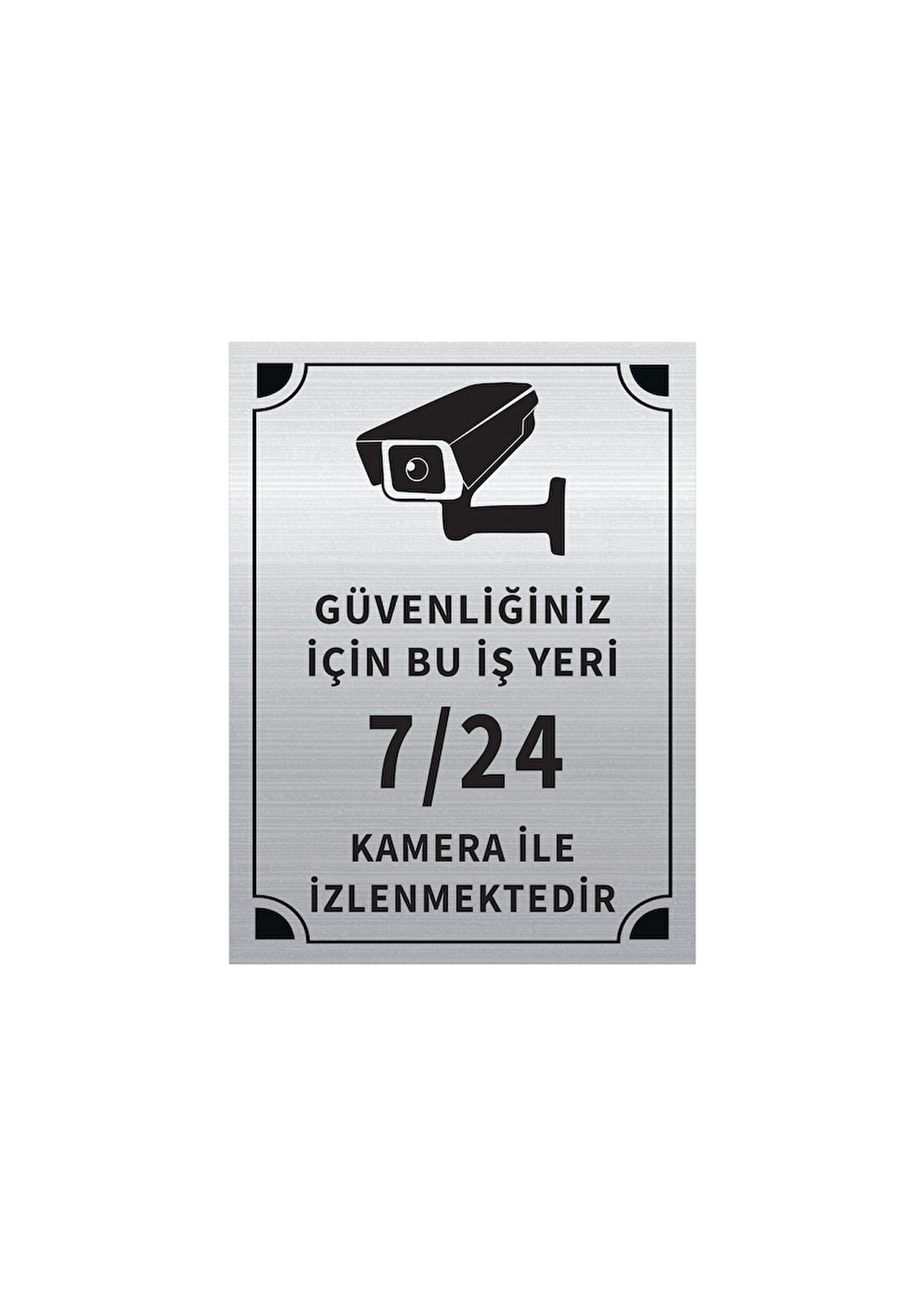 Mayeka Güvenliğiniz İçin Bu İşyeri 7 24 Kamera İle İzlenmektedir Levha Gümüş Metal Yönlendirme