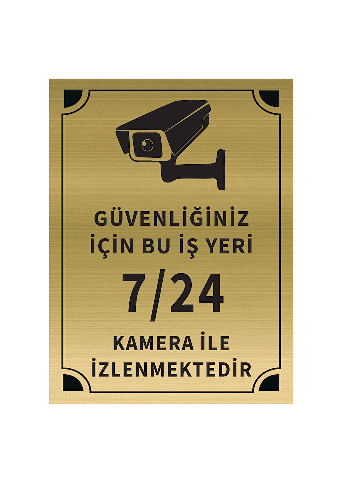 Mayeka Güvenliğiniz İçin Bu İşyeri 7 24 Kamera İle İzlenmektedir Levha Altın Metal Yönlendirme