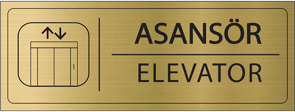 Mayeka Asansör İsimlik Altın Metal Kapı İsimliği Levhası Yönlendirme Tabelası