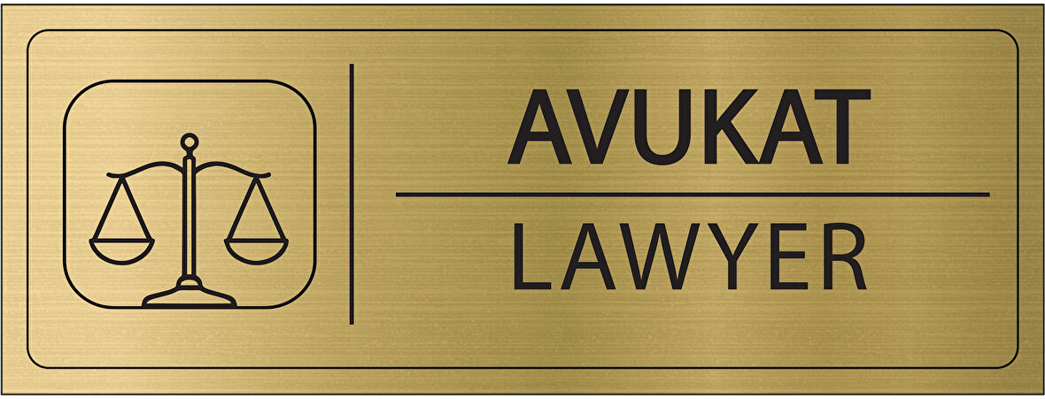 Mayeka Avukat İsimlik Altın Metal Kapı İsimliği Levhası Yönlendirme Tabelası