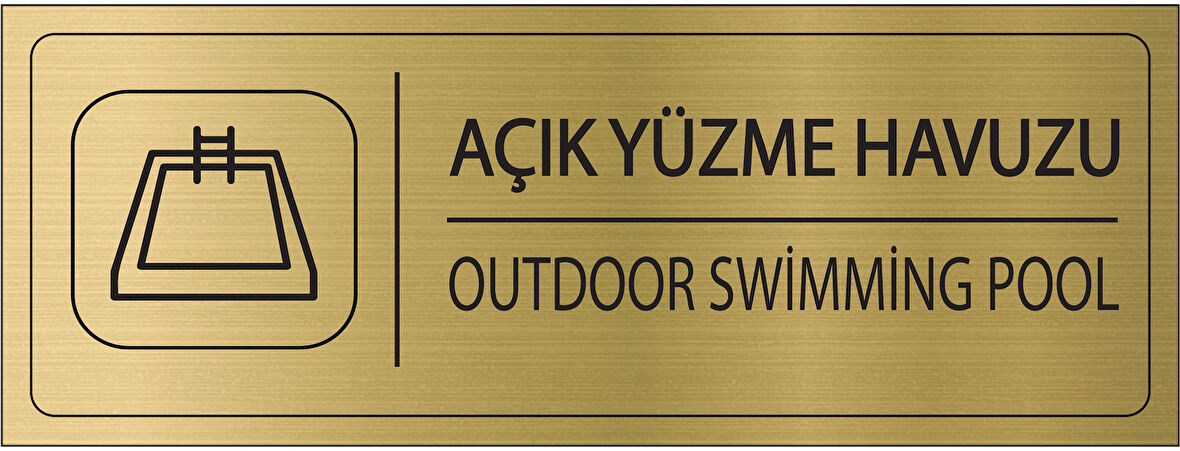 Mayeka Açık Yüzme Havuzu İsimlik Altın Metal Kapı İsimliği Levhası Yönlendirme Tabelası