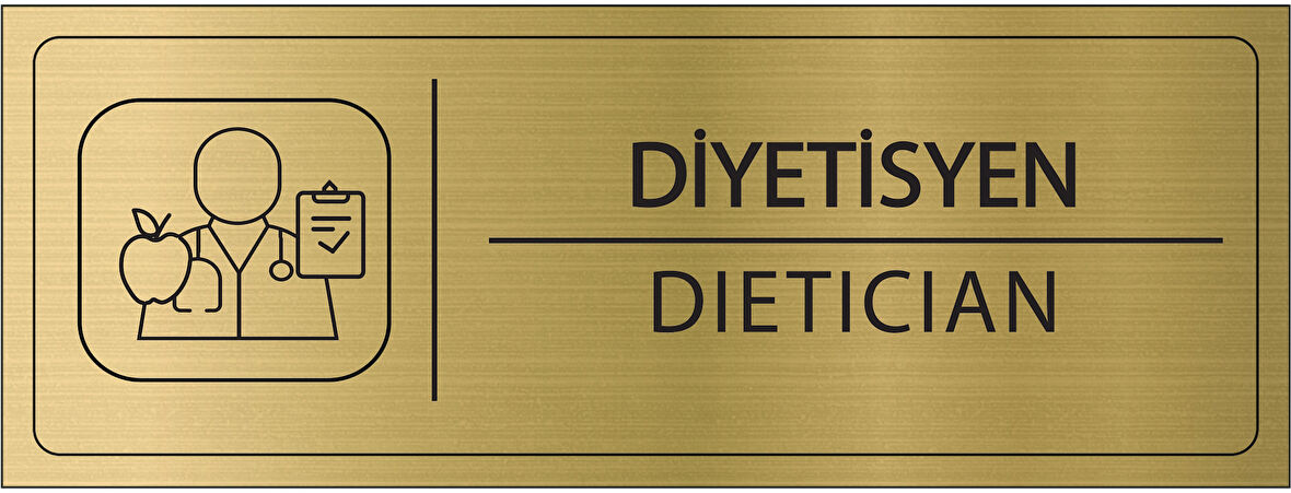 Mayeka Diyetisyen İsimlik Altın Metal Kapı İsimliği Levhası Yönlendirme Tabelası