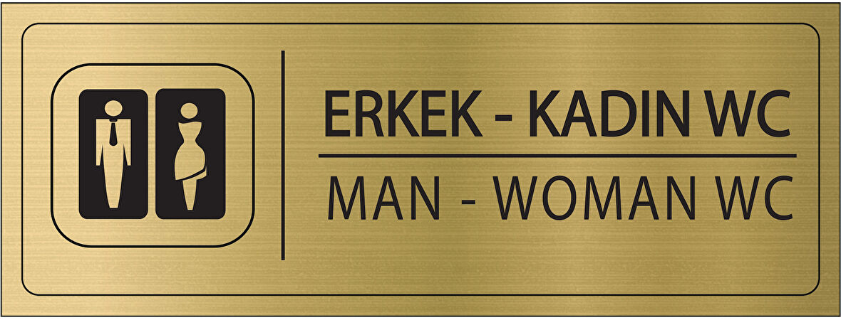 Mayeka Erkek Kadın Wc İsimlik Altın Metal Kapı İsimliği Levhası Yönlendirme Tabelası
