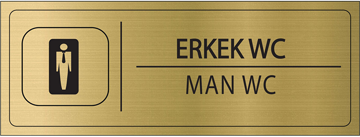 Mayeka Erkek Wc İsimlik Altın Metal Kapı İsimliği Levhası Yönlendirme Tabelası