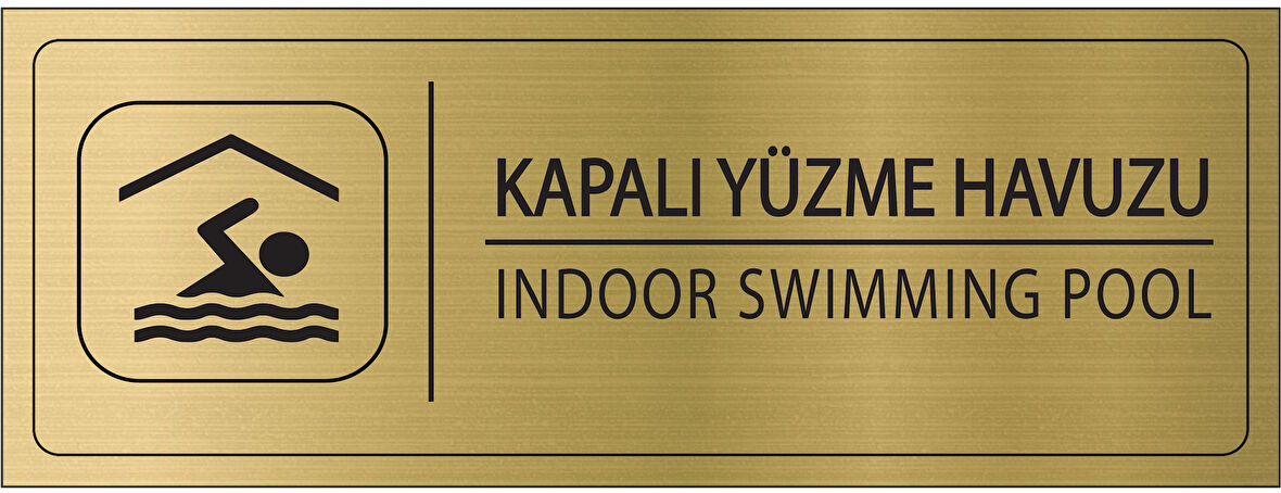 Mayeka Kapalı Yüzme Havuzu İsimlik Altın Metal Kapı İsimliği Levhası Yönlendirme Tabelası