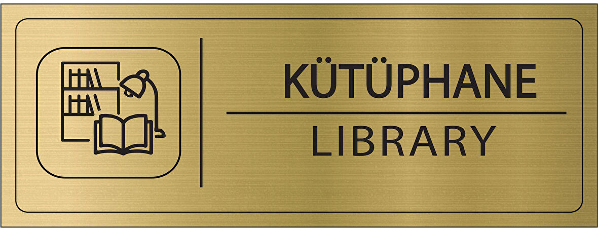 Mayeka Kütüphane İsimlik Altın Metal Kapı İsimliği Levhası Yönlendirme Tabelası