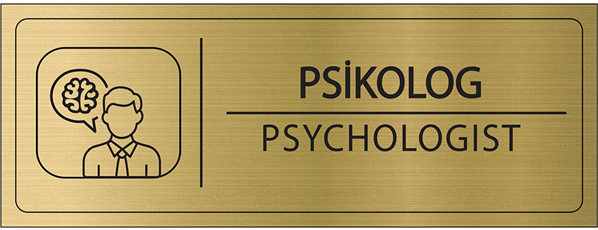Mayeka Psikolog İsimlik Altın Metal Kapı İsimliği Levhası Yönlendirme Tabelası