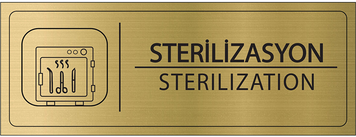 Mayeka Sterilizasyon İsimlik Altın Metal Kapı İsimliği Levhası Yönlendirme Tabelası