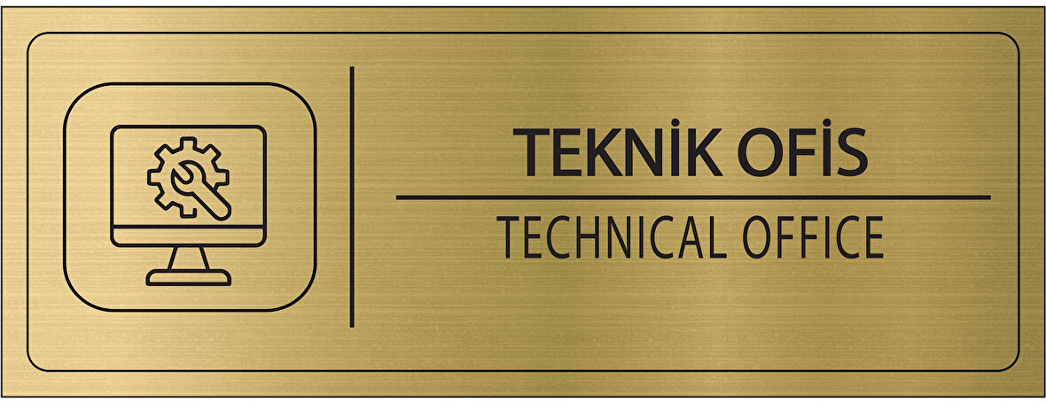 Mayeka Teknik Ofis İsimlik Altın Metal Kapı İsimliği Levhası Yönlendirme Tabelası