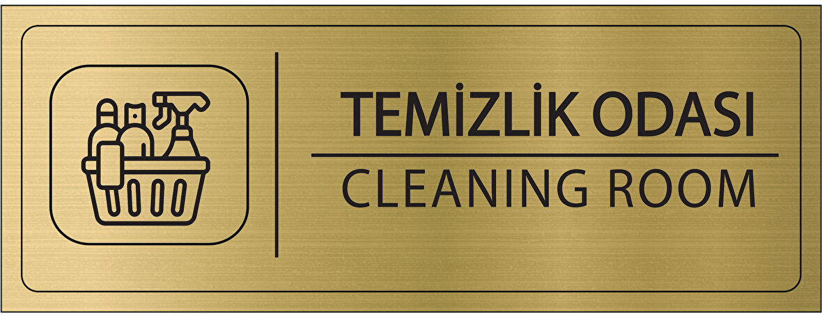 Mayeka Temizlik Odası İsimlik Altın Metal Kapı İsimliği Levhası Yönlendirme Tabelası