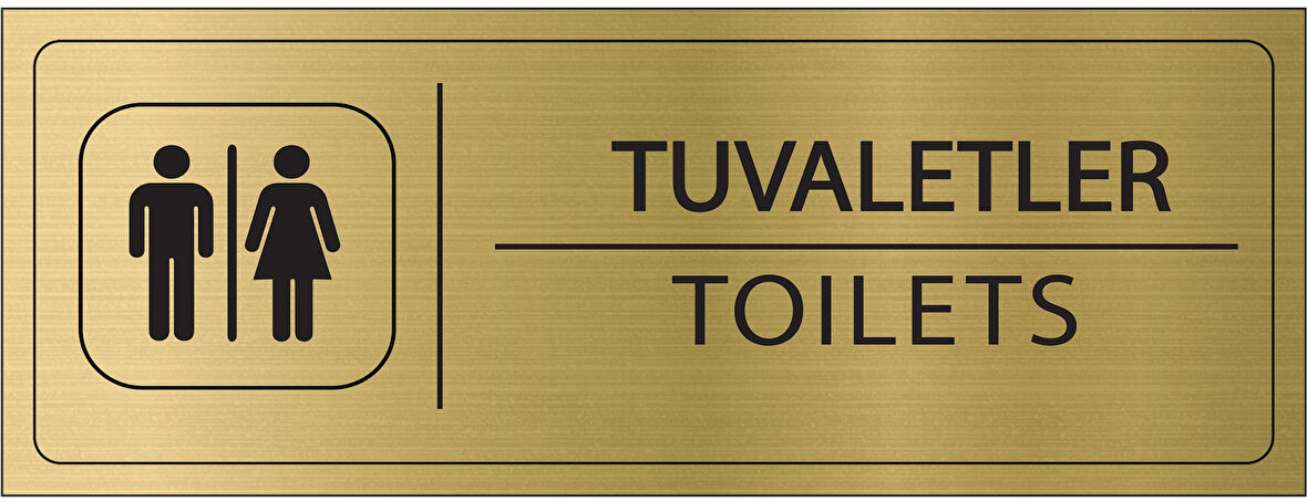 Mayeka Tuvaletler İsimlik Altın Metal Kapı İsimliği Levhası Yönlendirme Tabelası