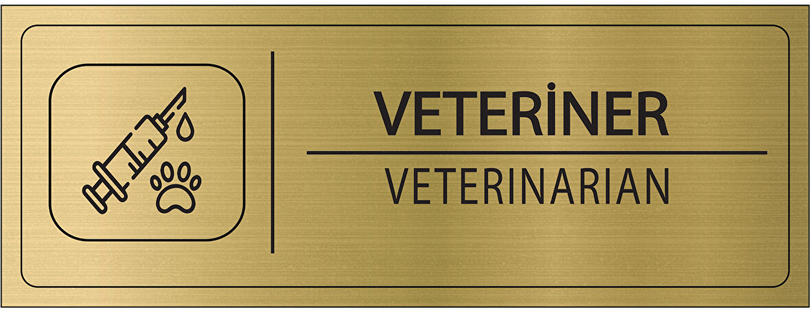 Mayeka Veteriner İsimlik Altın Metal Kapı İsimliği Levhası Yönlendirme Tabelası