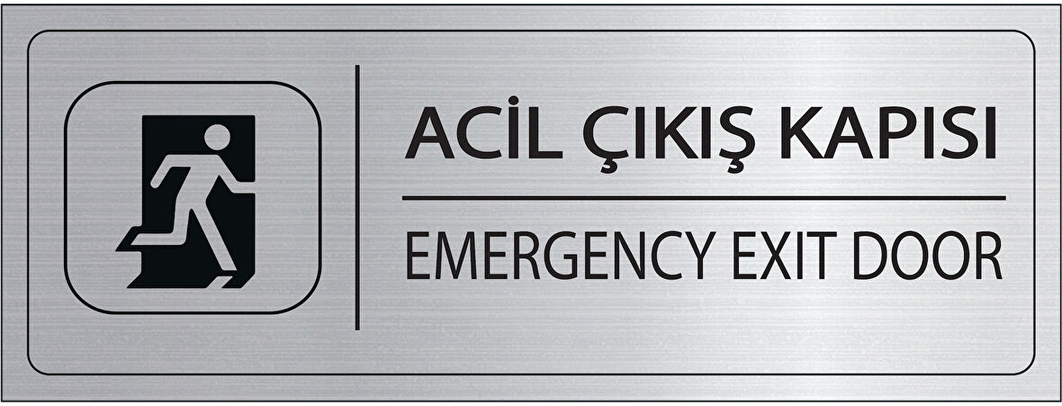 Mayeka Acil Çıkış Kapısı İsimlik Gümüş Metal Kapı İsimliği Levhası Yönlendirme Tabelası Kişiye Özel