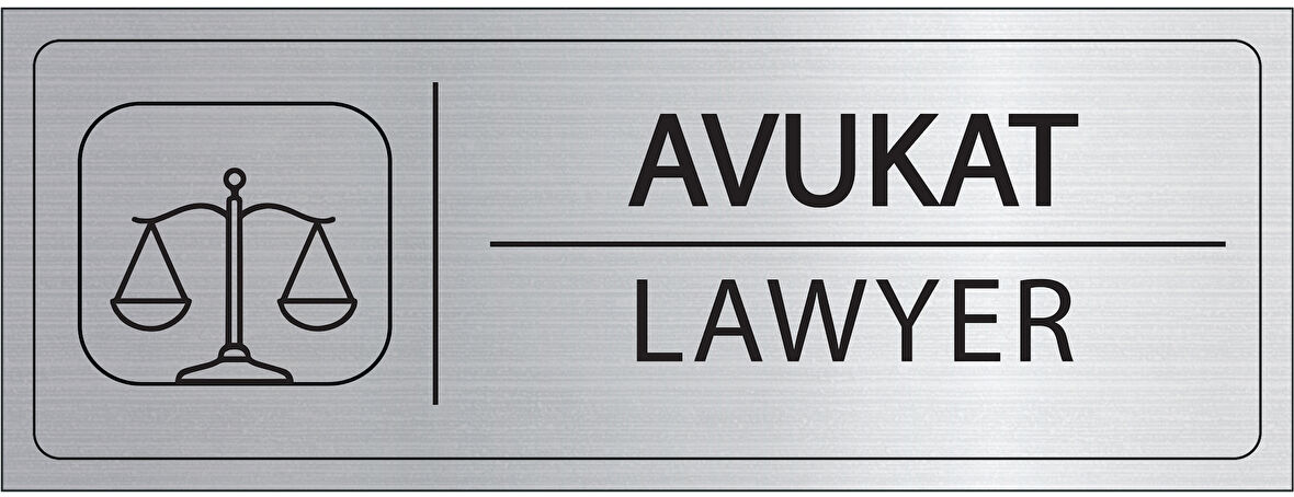 Mayeka Avukat İsimlik Gümüş Metal Kapı İsimliği Levhası Yönlendirme Tabelası