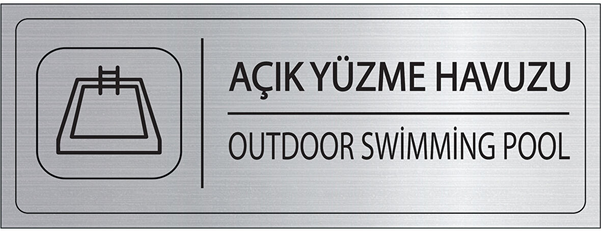 Mayeka Açık Yüzme Havuzu İsimlik Gümüş Metal Kapı İsimliği Levhası Yönlendirme Tabelası