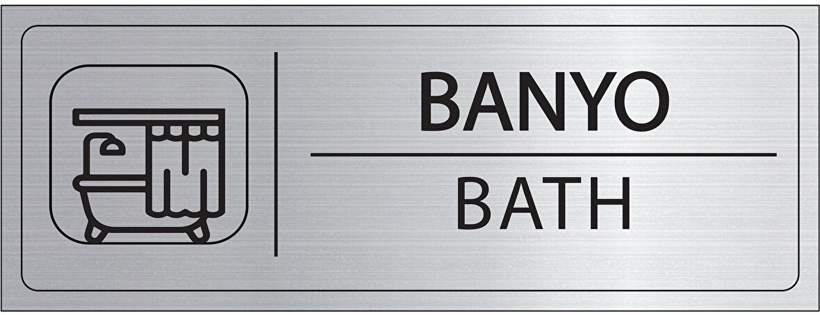 Mayeka Banyo İsimlik Gümüş Metal Kapı İsimliği Levhası Yönlendirme Tabelası