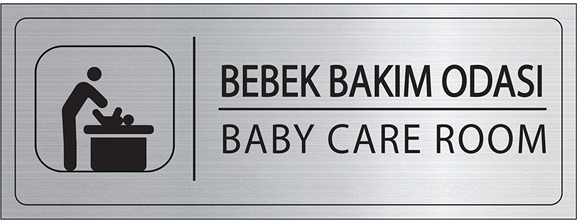 Mayeka Bebek Bakım Odası İsimlik Gümüş Metal Kapı İsimliği Levhası Yönlendirme Tabelası