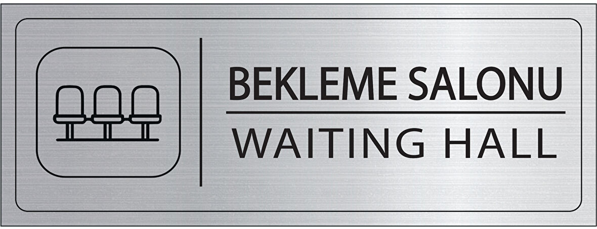 Mayeka Bekleme Salonu İsimlik Gümüş Metal Kapı İsimliği Levhası Yönlendirme Tabelası