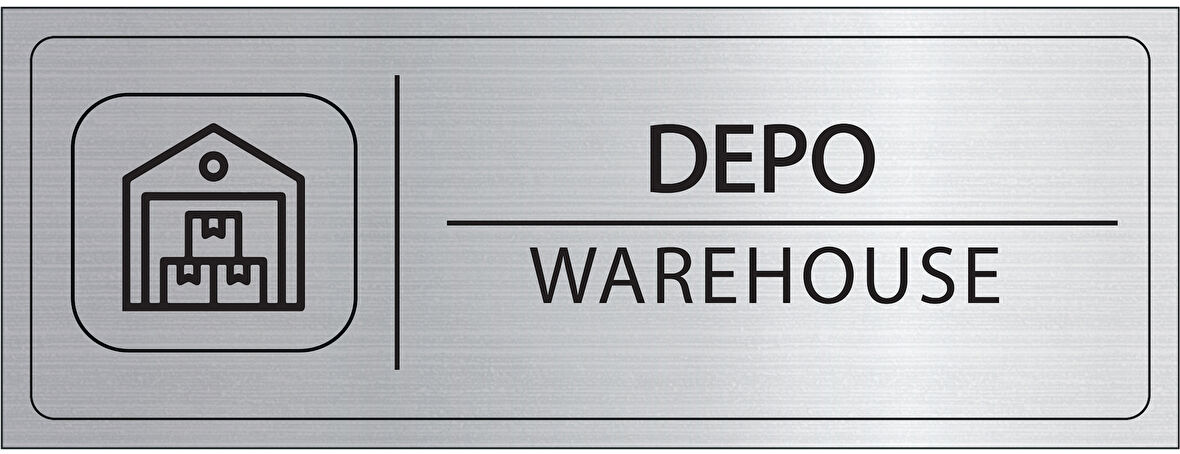 Mayeka Depo İsimlik Gümüş Metal Kapı İsimliği Levhası Yönlendirme Tabelası