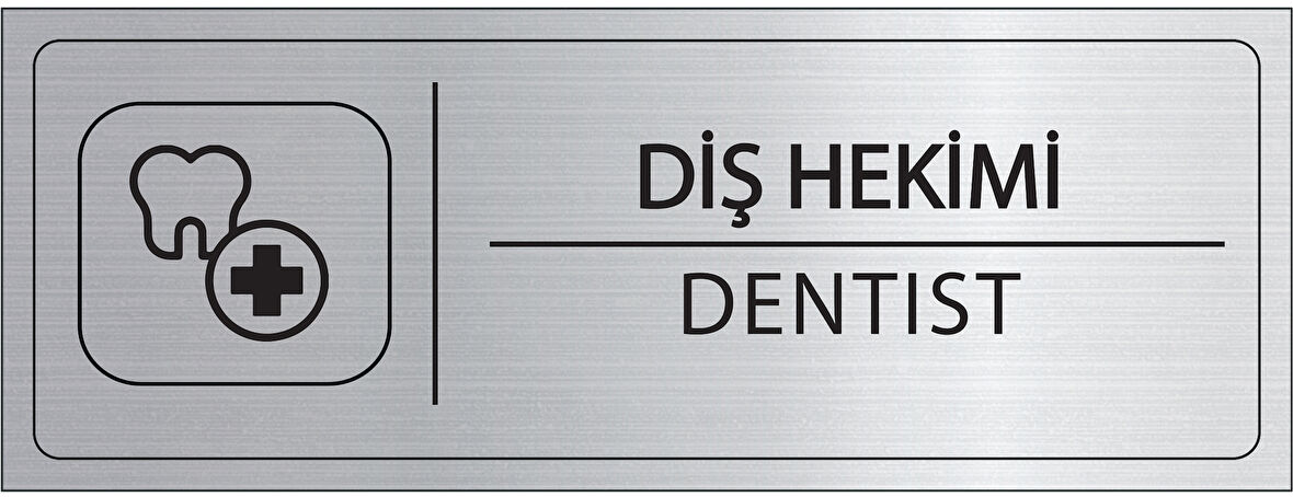 Mayeka Diş Hekimi İsimlik Gümüş Metal Kapı İsimliği Levhası Yönlendirme Tabelası