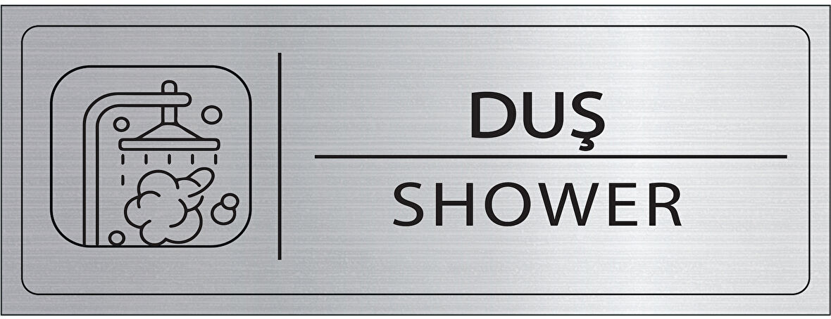 Mayeka Duş İsimlik Gümüş Metal Kapı İsimliği Levhası Yönlendirme Tabelası