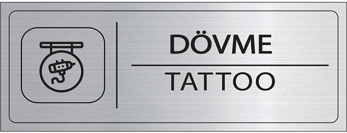 Mayeka Dövme İsimlik Gümüş Metal Kapı İsimliği Levhası Yönlendirme Tabelası
