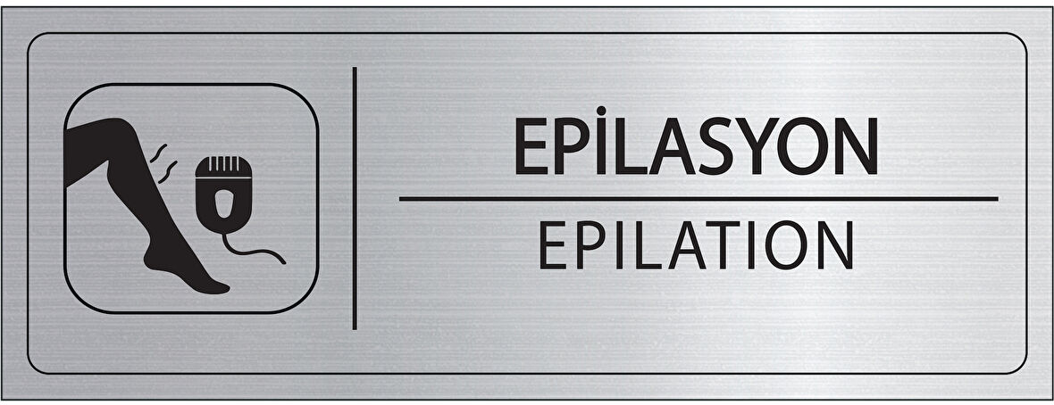 Mayeka Epilasyon İsimlik Gümüş Metal Kapı İsimliği Levhası Yönlendirme Tabelası