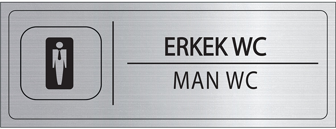 Mayeka Erkek Wc İsimlik Gümüş Metal Kapı İsimliği Levhası Yönlendirme Tabelası