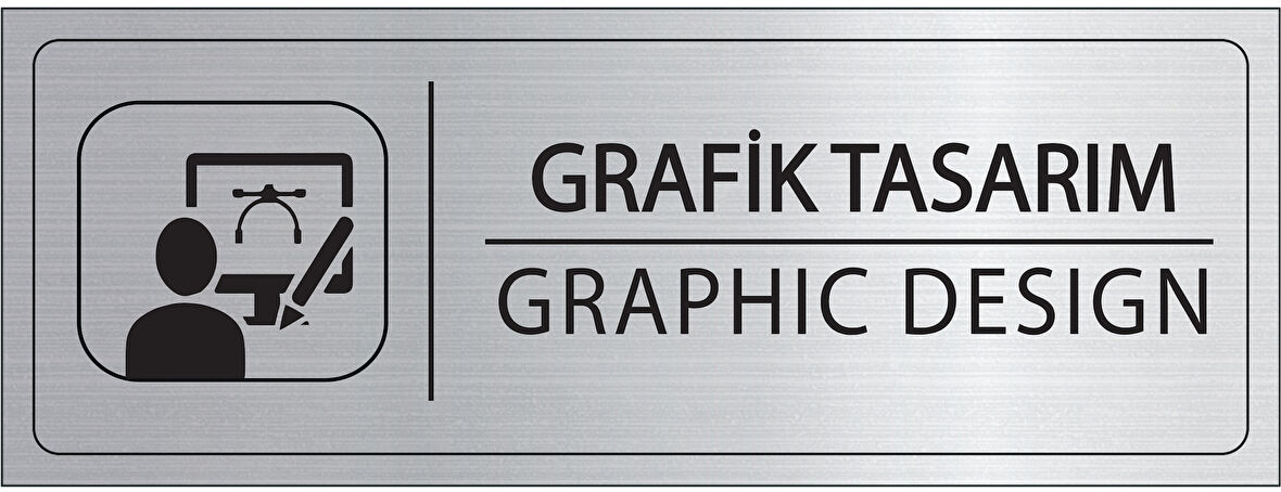 Mayeka Grafik Tasarım İsimlik Gümüş Metal Kapı İsimliği Levhası Yönlendirme Tabelası