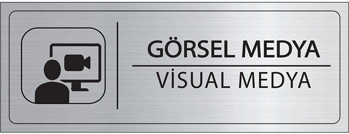 Mayeka Görsel Medya İsimlik Gümüş Metal Kapı İsimliği Levhası Yönlendirme Tabelası
