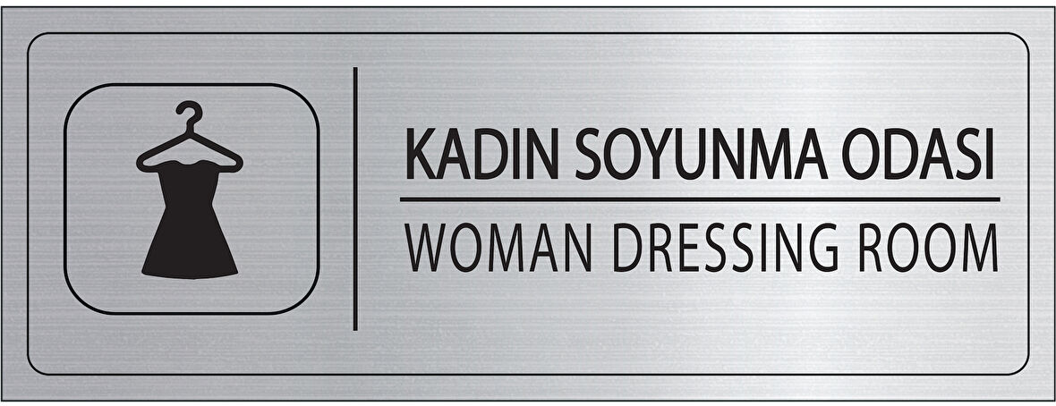 Mayeka Kadın Soyunma Odası İsimlik Gümüş Metal Kapı İsimliği Levhası Yönlendirme Tabelası