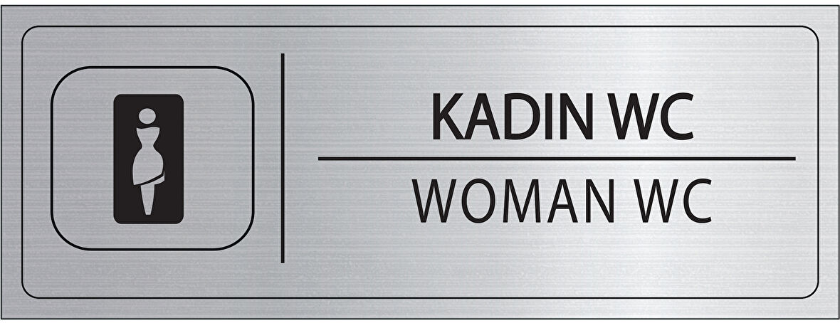 Mayeka Kadın Wc İsimlik Gümüş Metal Kapı İsimliği Levhası Yönlendirme Tabelası