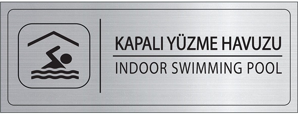 Mayeka Kapalı Yüzme Havuzu İsimlik Gümüş Metal Kapı İsimliği Levhası Yönlendirme Tabelası