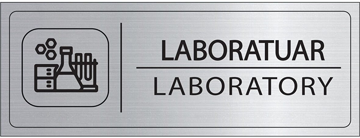 Mayeka Laboratuar İsimlik Gümüş Metal Kapı İsimliği Levhası Yönlendirme Tabelası