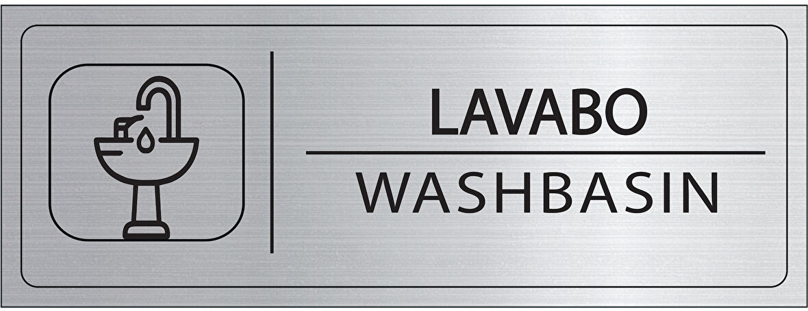 Mayeka Lavabo İsimlik Gümüş Metal Kapı İsimliği Levhası Yönlendirme Tabelası