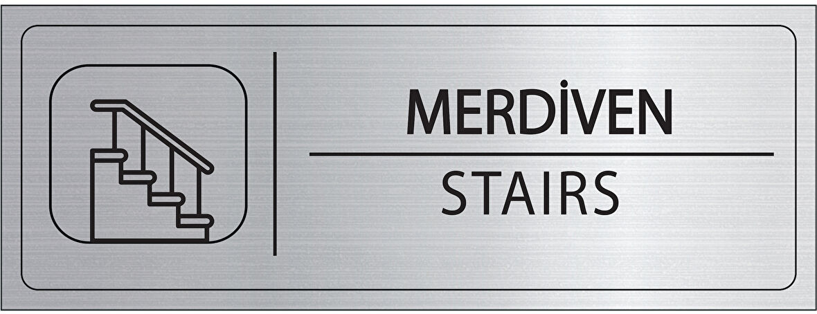 Mayeka Merdiven İsimlik Gümüş Metal Kapı İsimliği Levhası Yönlendirme Tabelası