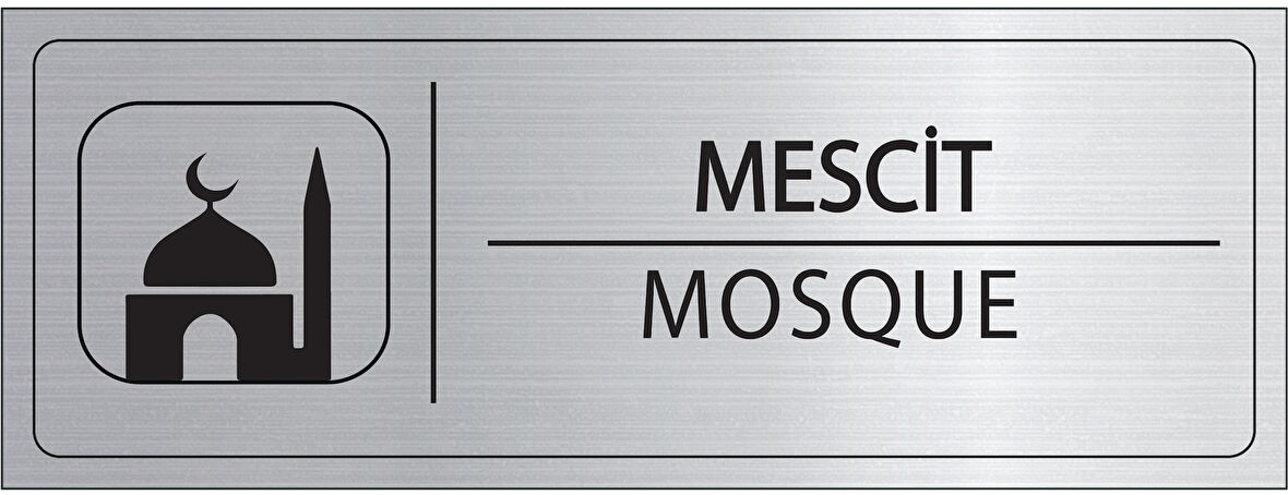 Mayeka Mescit İsimlik Gümüş Metal Kapı İsimliği Levhası Yönlendirme Tabelası