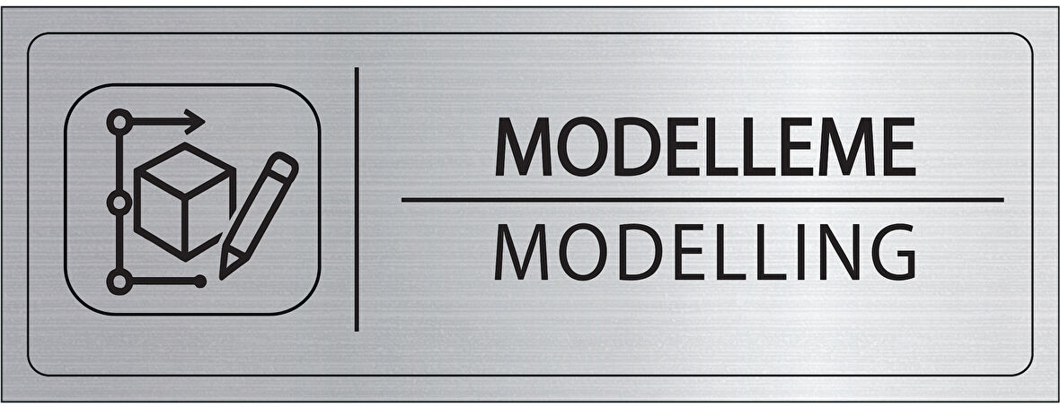 Mayeka Modelleme İsimlik Gümüş Metal Kapı İsimliği Levhası Yönlendirme Tabelası